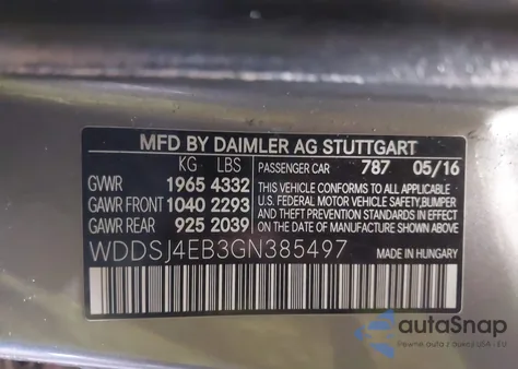 2016 Mercedes-Benz Cla 250 из США, поврежденный, VIN WDDSJ4EB3GN385497